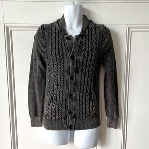 Topman XXS cable knit sweater button down cardigan